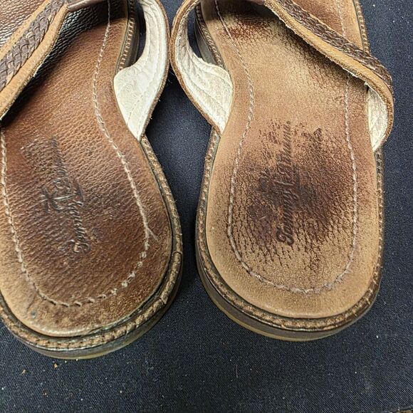 Tommy Bahama Sandals Anchors Away Mens Size 9M Brown Leather Flip Flop Thongs main image 4